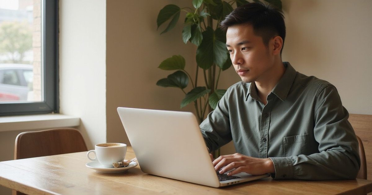 Working remotely from a cafe