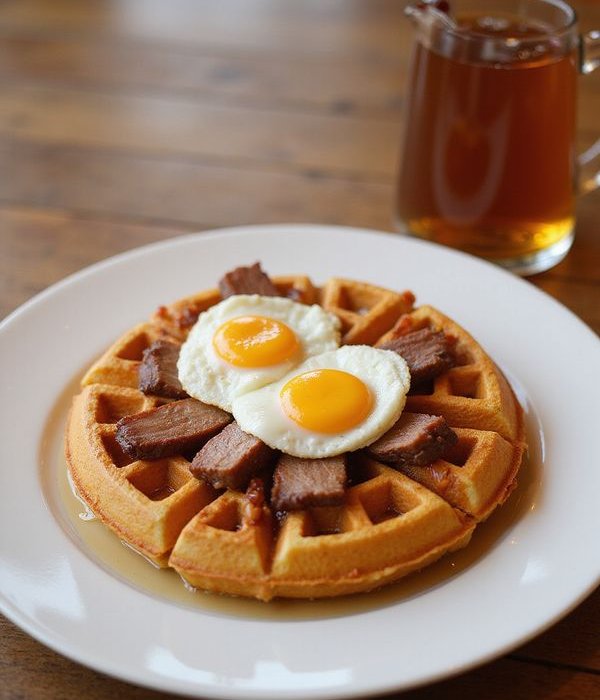 Signature chicken waffles at Bubbs and Bites Cafe